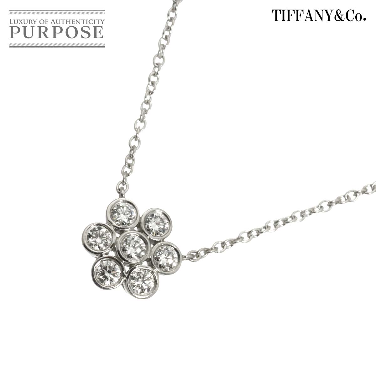 TIFFANY&CO. ガーデンフラワー ダイヤ ネックレス 40cm Pt プラチナ Diamond Necklace ティファニー 90329806