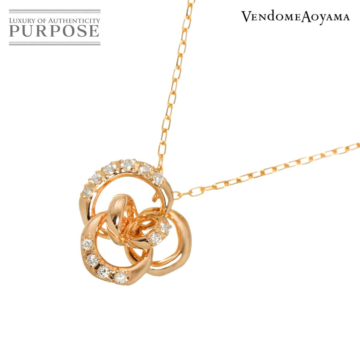 Vendome Aoyama ダイヤ 0.10ct ネックレス 40cm K18 PG ピンクゴールド 750 Diamond Necklace ヴァンドーム青山 90329902