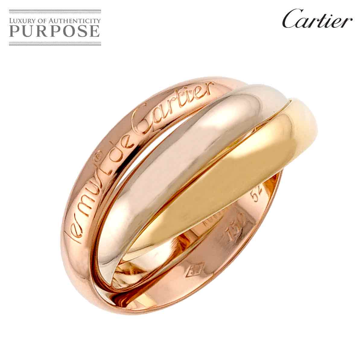 Cartier トリニティ ミディアム MM #52 リング K18 YG WG PG 3連 スリーゴールド 3カラー 750 指輪 Trinity Ring カルティエ 90330398