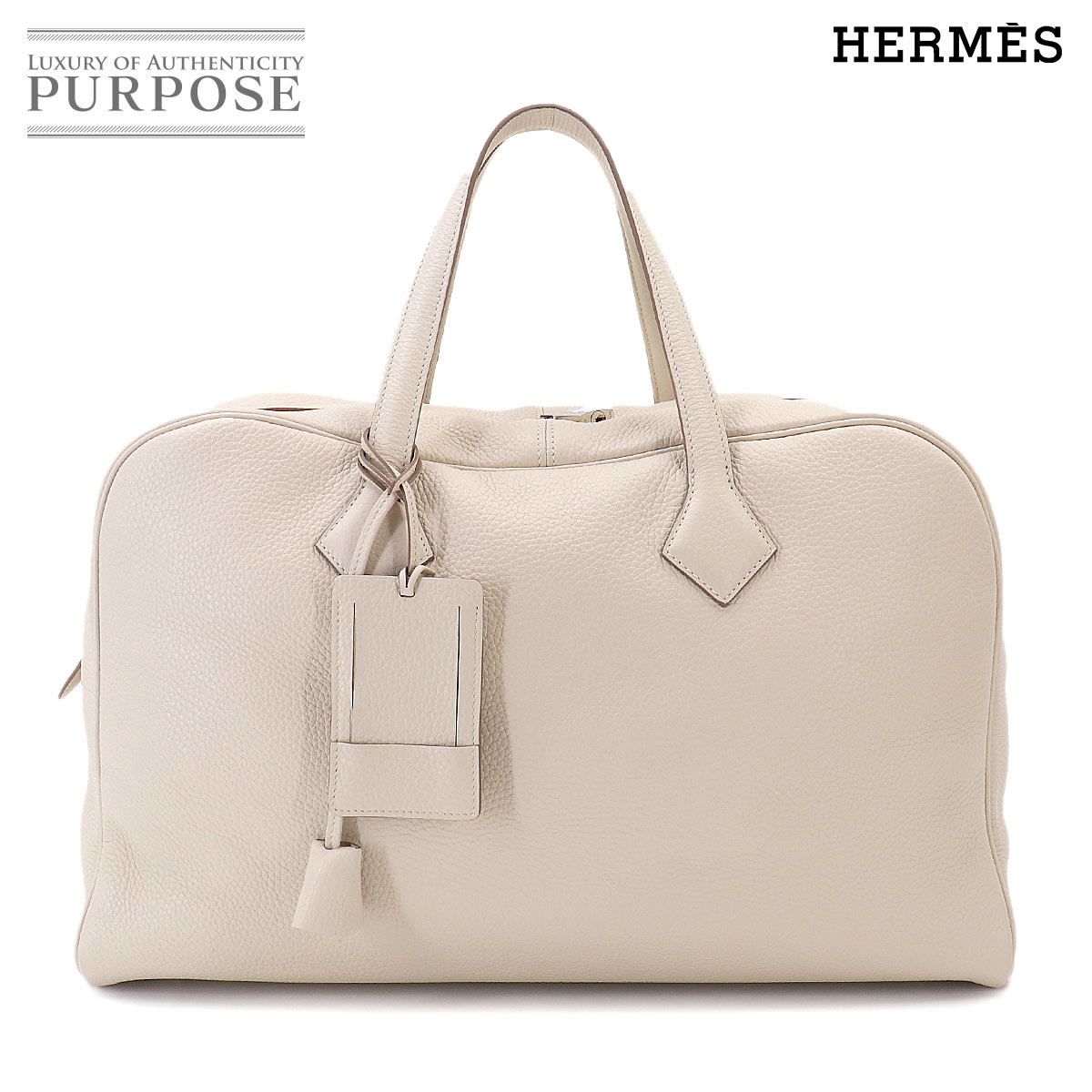 HERMES ヴィクトリア 43 ハンド バッグ トリヨンクレマンス クレ シルバー 金具 X刻印 Victoria エルメス 90331045