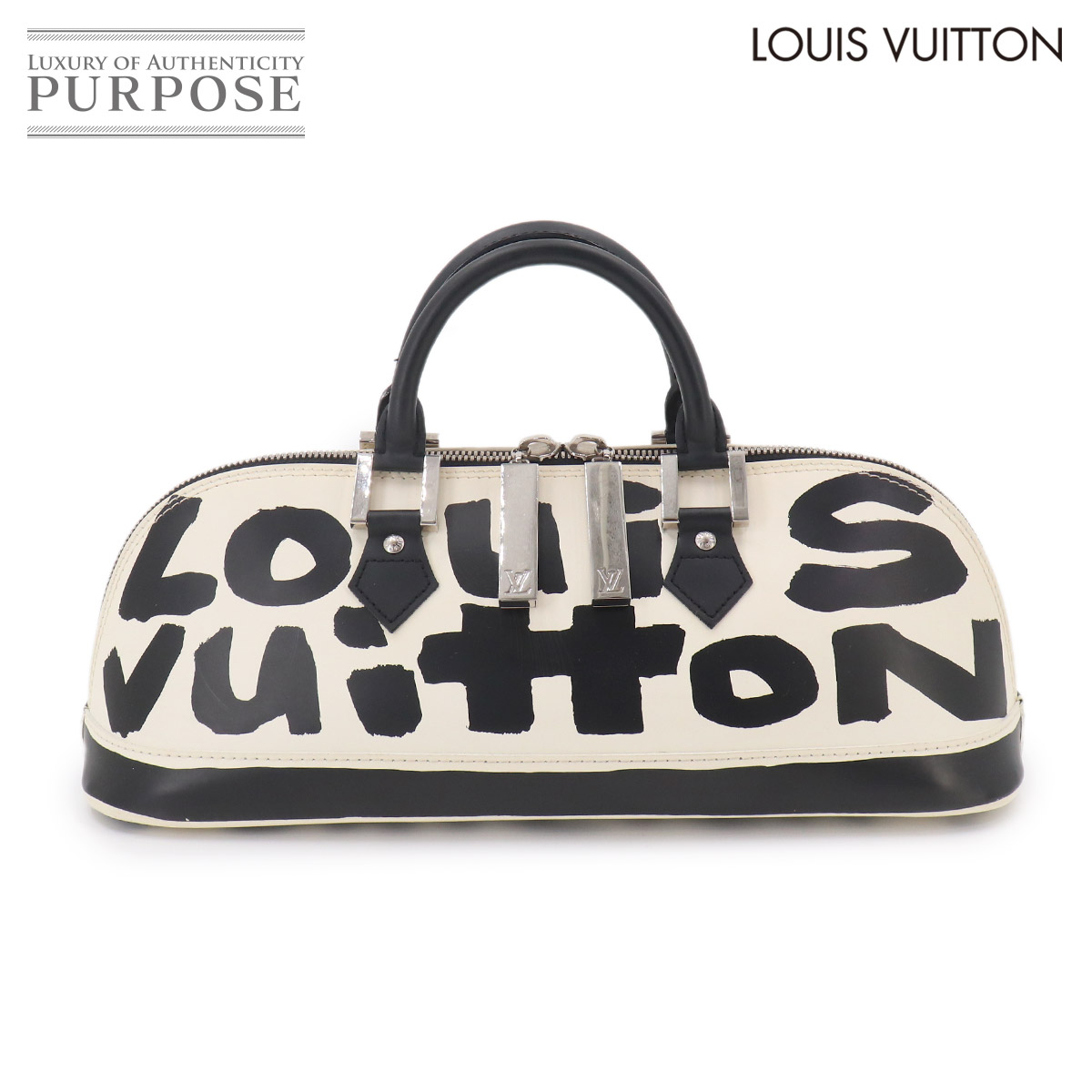 LOUIS VUITTON グラフィティ アルマ ホリゾンタル ハンド バッグ レザー ホワイト ブラック M92175 Graffiti Alma Horizontal ルイ ヴィトン 90331354