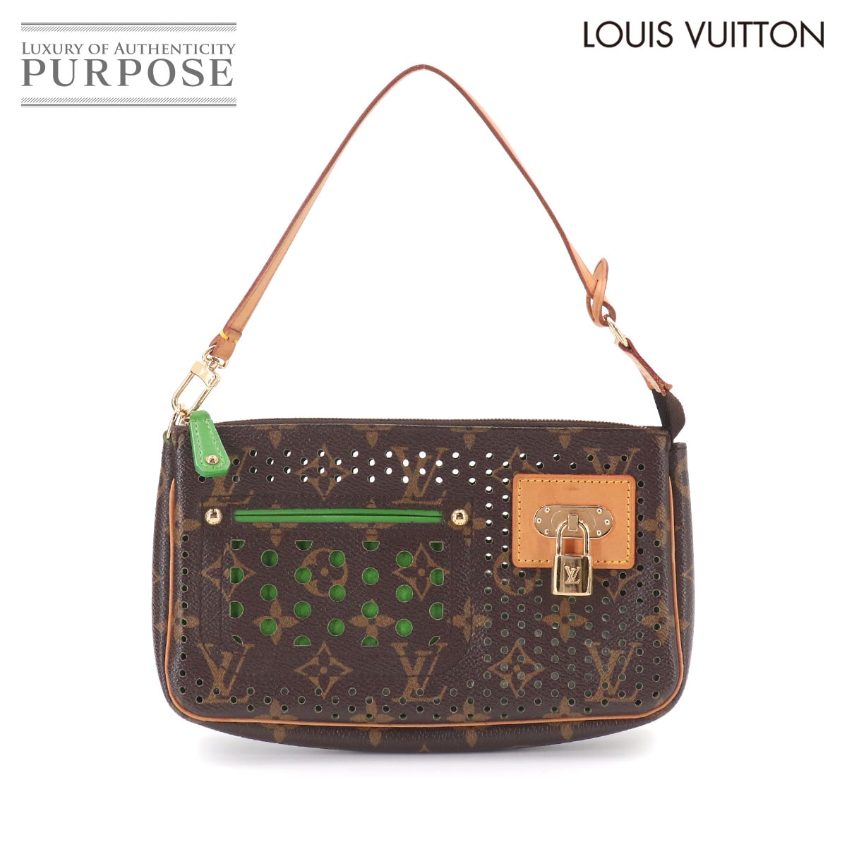 LOUIS VUITTON モノグラム ペルフォ ポシェット アクセソワール ハンド バッグ ヴェール M95184 Pochette Accessories ルイ ヴィトン 90332415