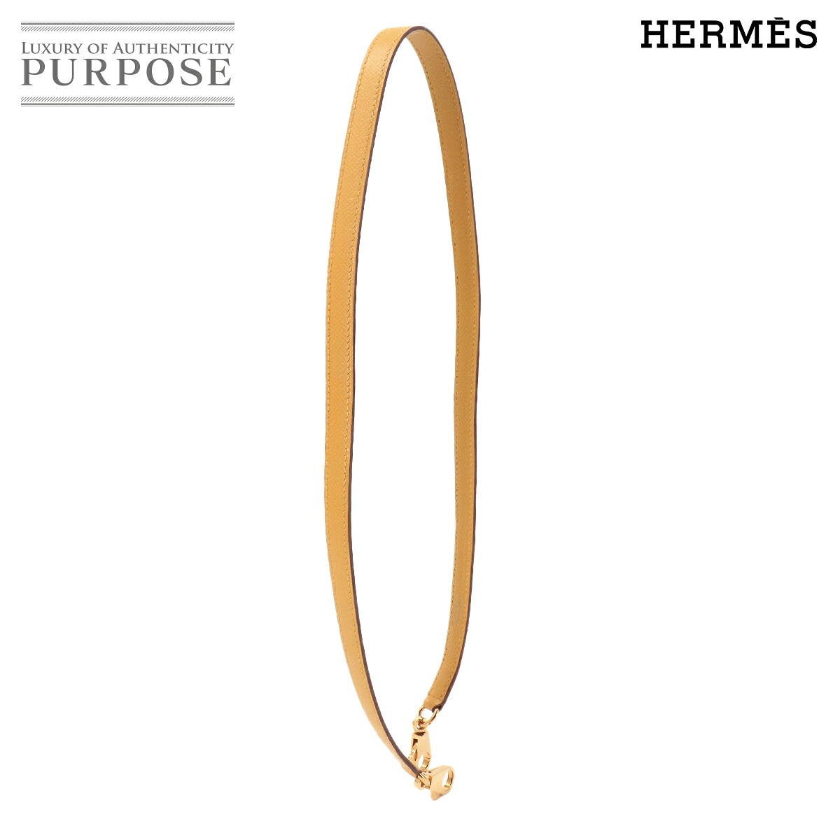 HERMES ショルダー ストラップ クシュベル エプソン イエロー ゴールド 金具 Shoulder strap エルメス 90332461