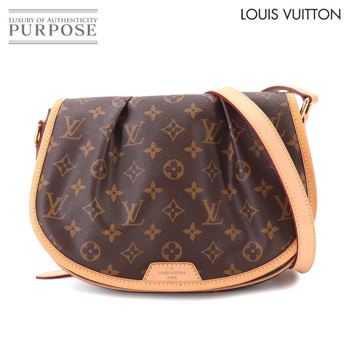 LOUIS VUITTON モノグラム メニルモンタン PM ショルダー バッグ ブラウン M40474 ゴールド 金具 Menilmontant PM ルイ ヴィトン 90333026