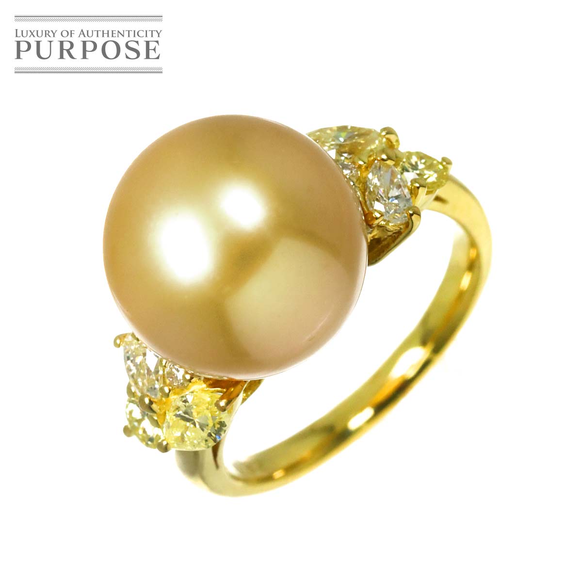 リング 11.5号 白蝶真珠 12.7mm ダイヤ 0.82ct K18 YG イエローゴールド 750 パール 指輪 Pearl Ring 90333493