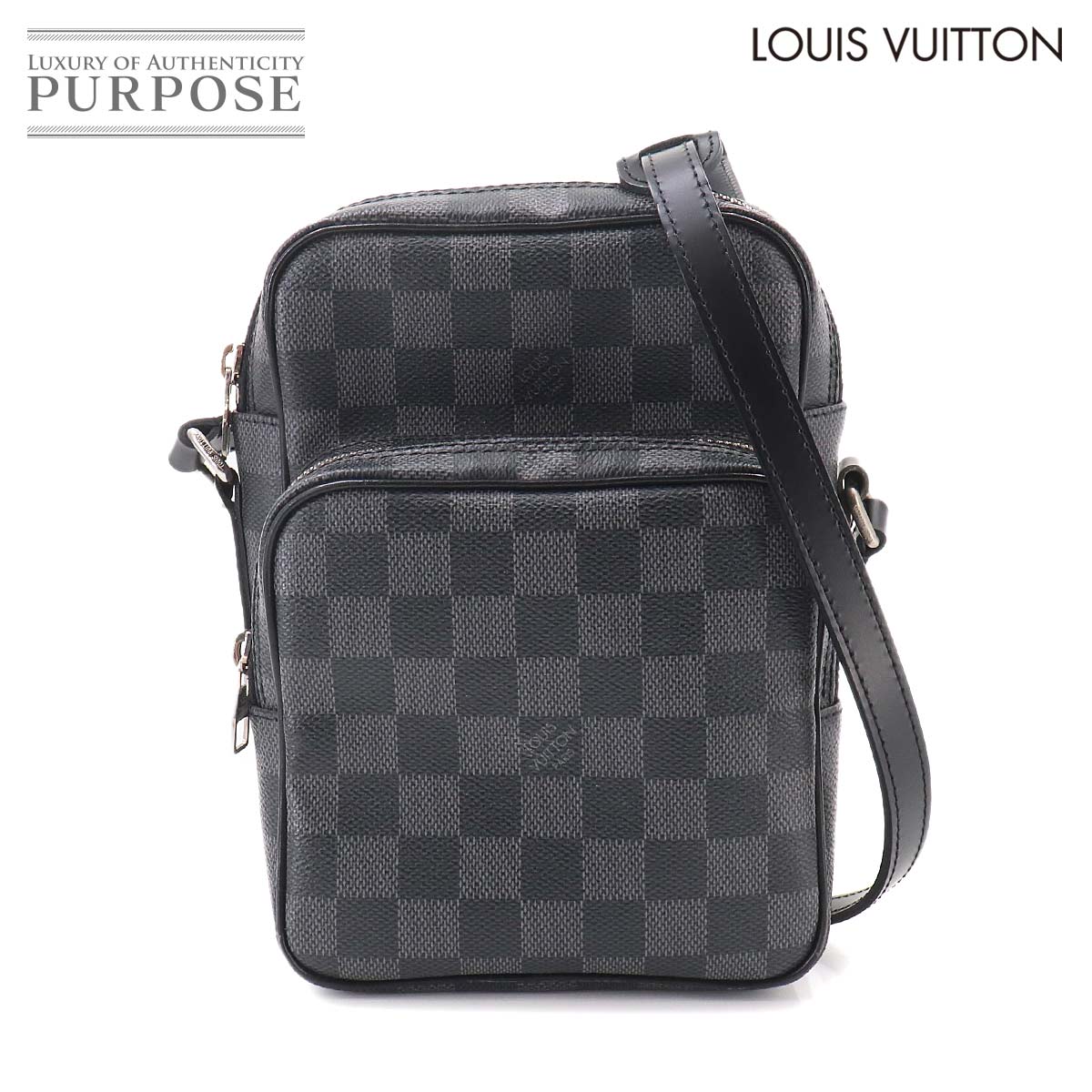LOUIS VUITTON ダミエ グラフィット レム ショルダー バッグ ブラック グレー N41446 Damier Graphite Rem ルイ ヴィトン 90333842