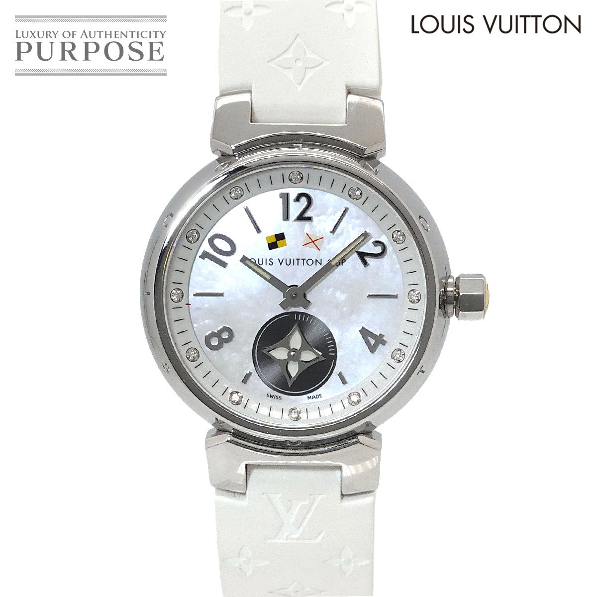 LOUIS VUITTON タンブール ラブリーカップ PM Q12M0 レディース 腕時計 12P ダイヤ ホワイトシェル クォーツ ウォッチ Tambour ルイヴィトン 90335425