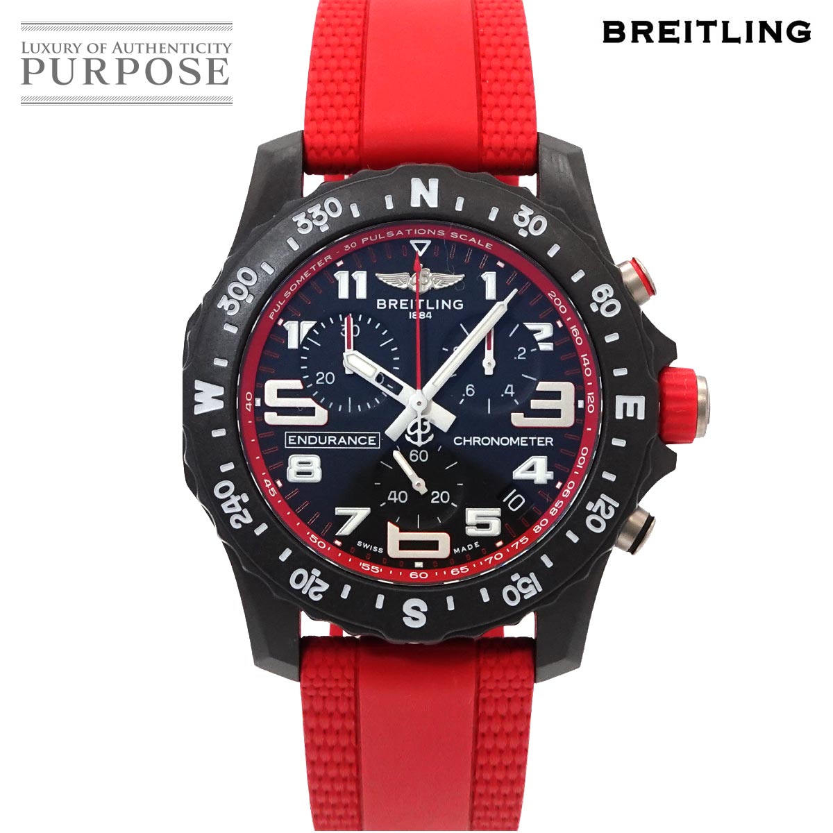 BREITLING エンデュランス プロ X82310 クロノグラフ メンズ 腕時計 デイト ブラック レッド クォーツ ウォッチ Endurance Pro ブライトリング 90335557