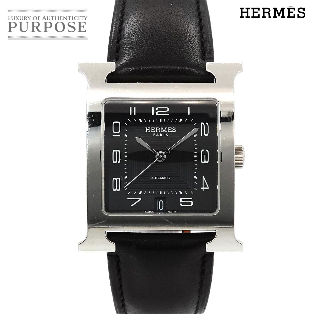 HERMES Hウォッチ HH2 810 メンズ 腕時計 デイト ブラック オートマ 自動巻き ウォッチ H Watch エルメス 90335814