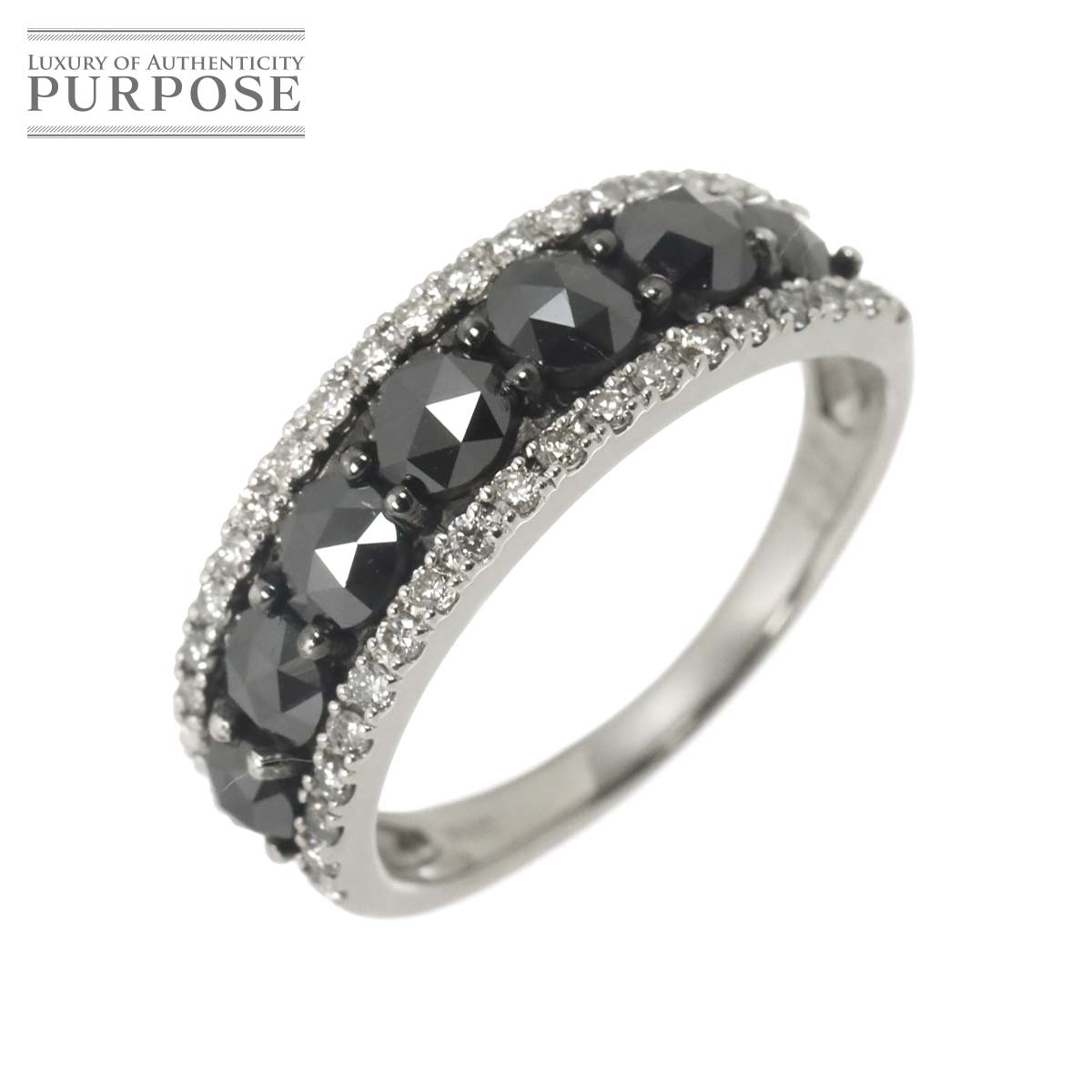 リング 13号 ブラックダイヤ 1.39ct ダイヤ 0.31ct Pt プラチナ 指輪 Diamond Ring 90333590
