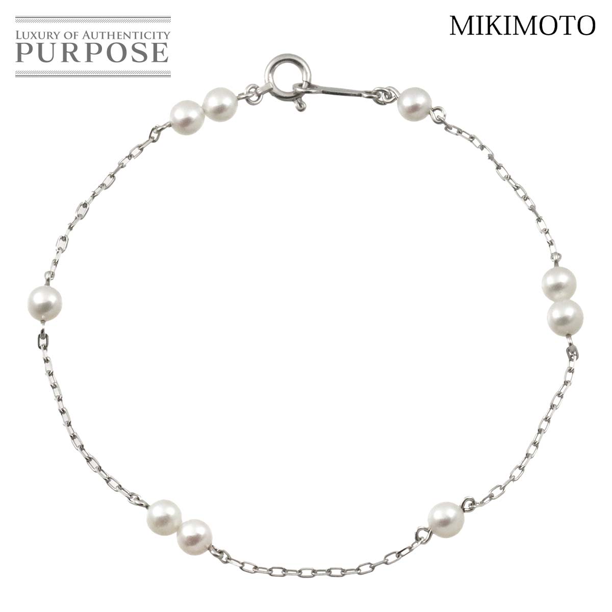 MIKIMOTO ベビーパール 3.8mm ブレスレット 16.5cm K18 WG ホワイトゴールド 750 真珠 Pearl Bracelet ミキモト 90327471