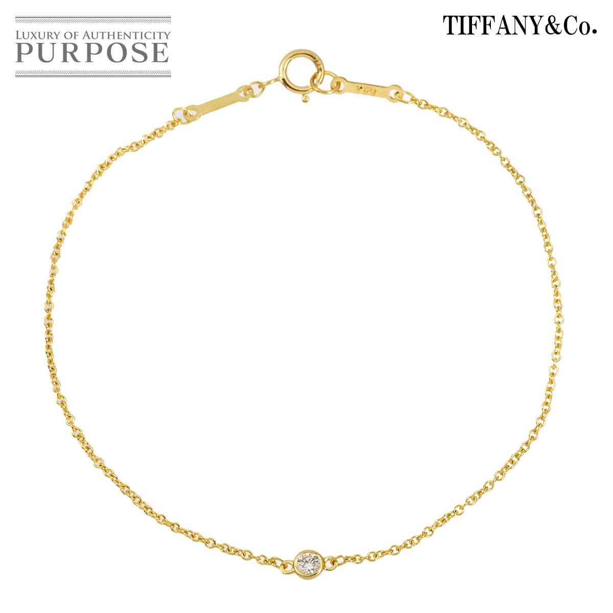 TIFFANY&CO. バイザヤード ダイヤ 1P ブレスレット 17cm K18 YG 750 イエローゴールド By The Yard Bracelet ティファニー 90329075