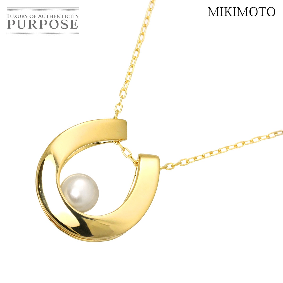 MIKIMOTO アコヤ真珠 6.5mm ネックレス 43cm K18 YG イエローゴールド 750 ホースシュー Akoya Pearl Necklace ミキモト 90329088