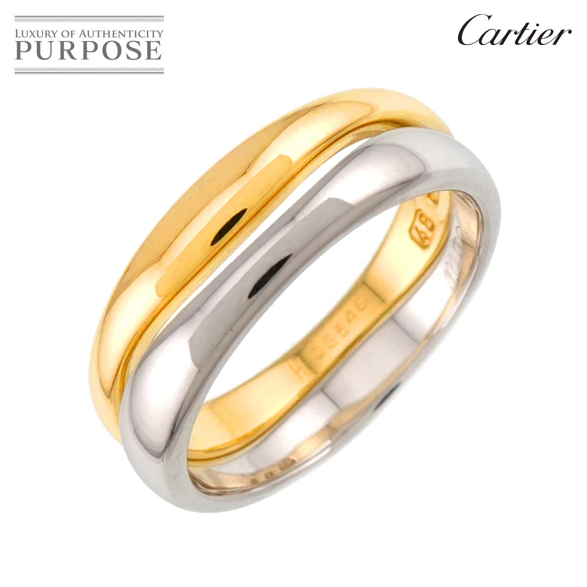Cartier ラブミー #48 リング K18 YG WG イエロー ホワイトゴールド 750 指輪 Love Me Ring【証明書付き】 カルティエ 90331586