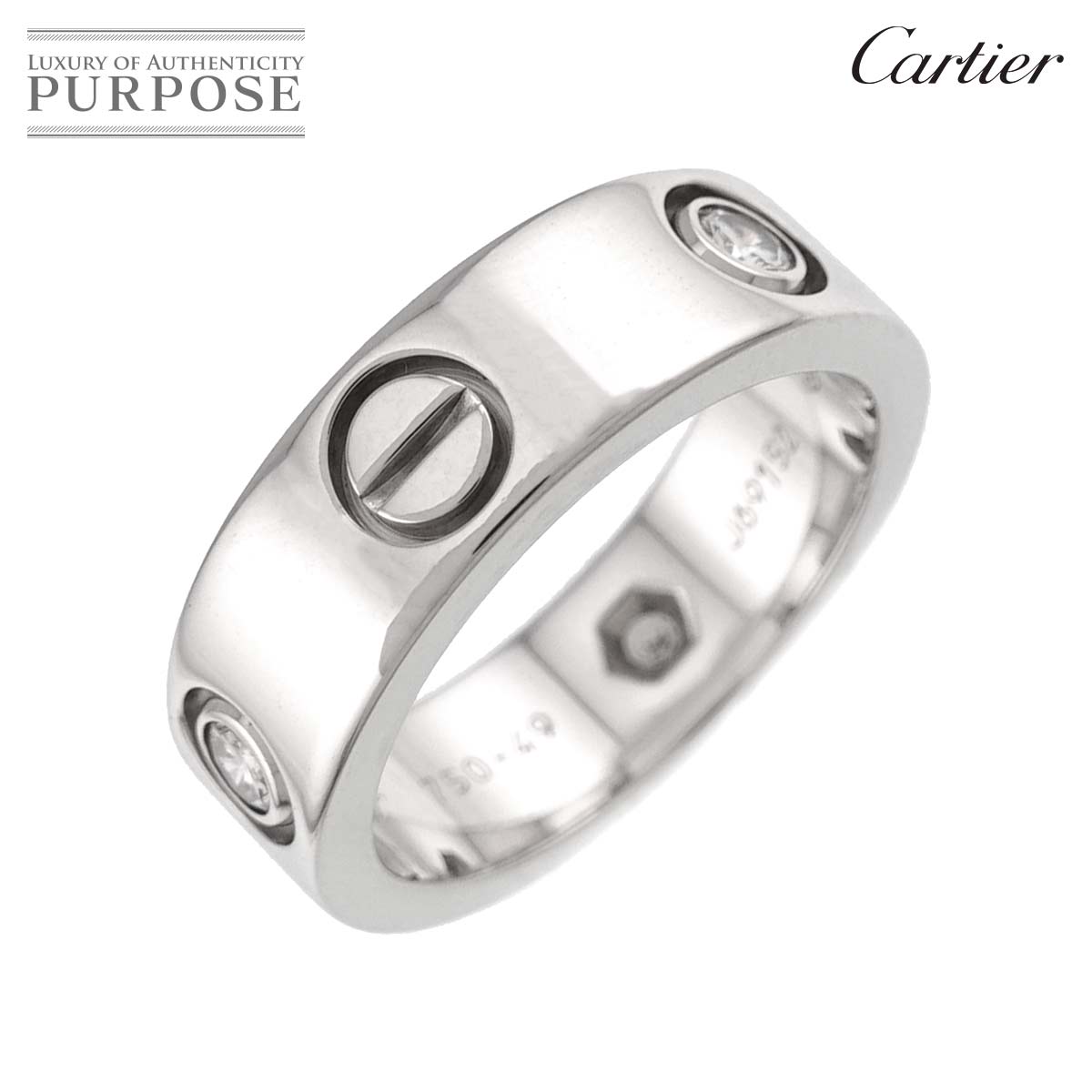 Cartier ラブ クラシック #49 リング ハーフ ダイヤ 3P K18 WG ホワイトゴールド 750 指輪 Love Ring【証明書付き】 カルティエ 90331595