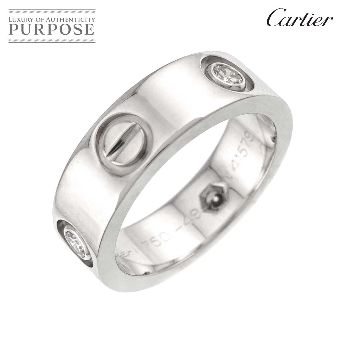 Cartier ラブ クラシック #49 リング ハーフ ダイヤ 3P K18 WG ホワイトゴールド 750 指輪 Love Ring カルティエ 90331640