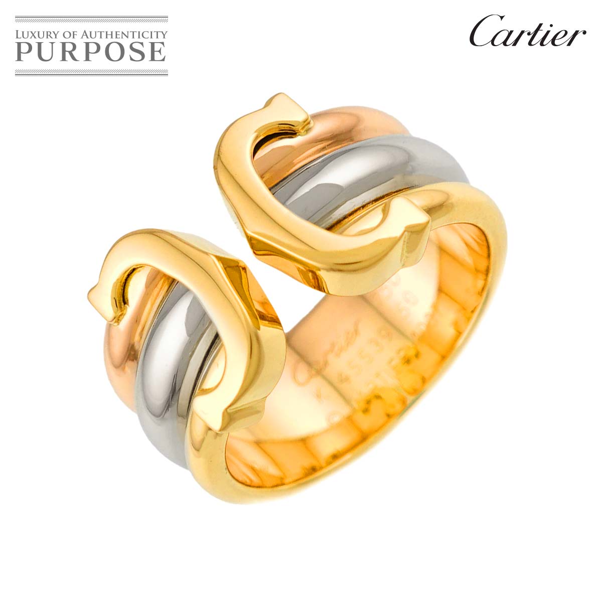 Cartier C2 #50 リング K18 YG WG PG スリーカラー スリーゴールド 750 指輪 2C Ring【証明書付き】カルティエ 90331776