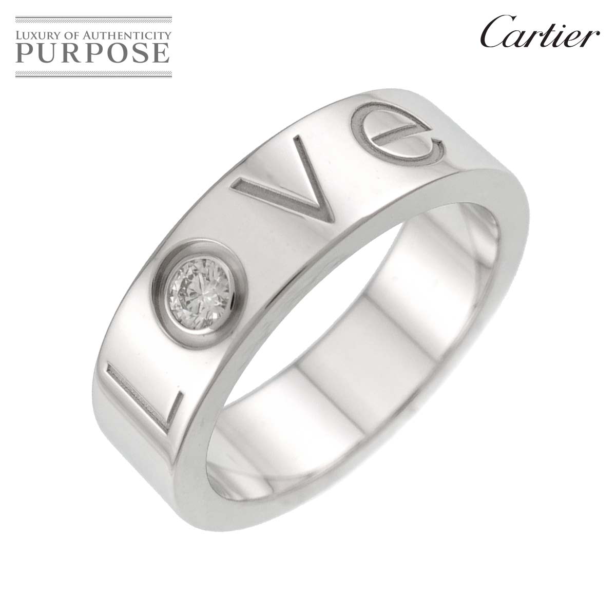 Cartier ラブ #51 リング ダイヤ 1P K18 WG ホワイトゴールド 750 2006年クリスマス限定 指輪 Love Ring【証明書付き】 カルティエ 90331778