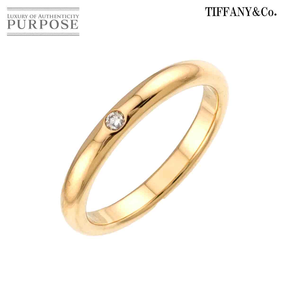 TIFFANY&CO. スタッキング バンド 12号 リング ダイヤ 1P K18 YG イエローゴールド 750 指輪 Stacking Ring ティファニー 90332151