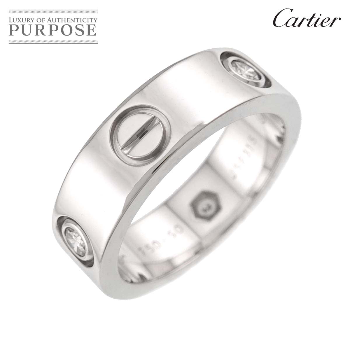 Cartier ラブ #50 リング ハーフ ダイヤ K18 WG ホワイトゴールド 750 指輪 Love Ring カルティエ 90332183