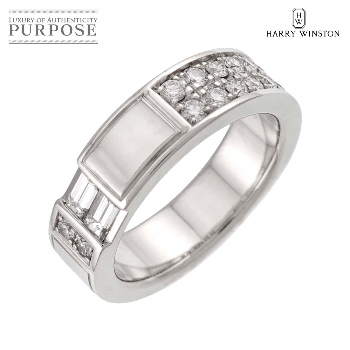 HARRY WINSTON トラフィック アクセント 7.5号 リング ダイヤ Pt プラチナ 指輪 Traffic accent Ring【証明書付き】ハリーウィンストン 90332231