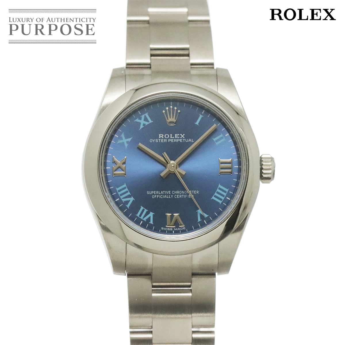 ROLEX オイスターパーペチュアル 177200 ランダム番 ルーレット ボーイズ 腕時計 ブルー 自動巻き ウォッチ Oyster Prpetual ロレックス 90327705