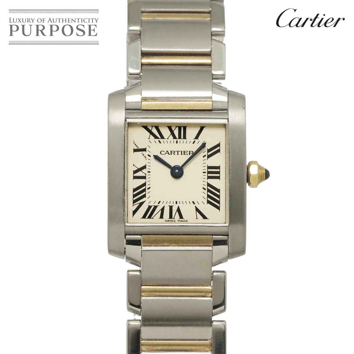 Cartier タンクフランセーズSM コンビ W51007Q4 レディース 腕時計 アイボリー K18YG イエローゴールド クォーツ ウォッチ Tank Francaise SM カルティエ 90330084
