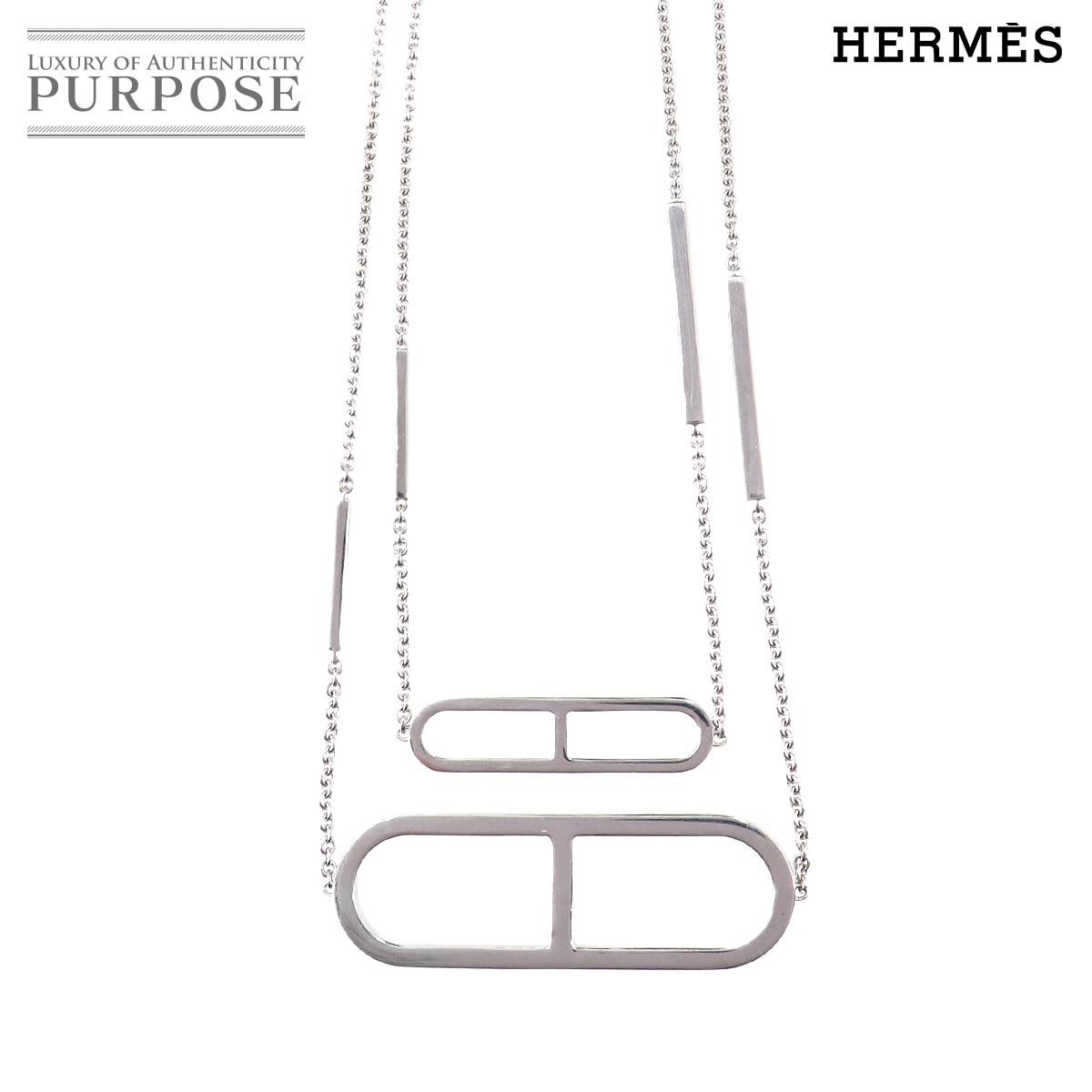 HERMES エヴァー シェーヌダンクル ネックレス ペンダント SV 925 シルバー Ever Chaine D'ancre Necklace エルメス 90327327
