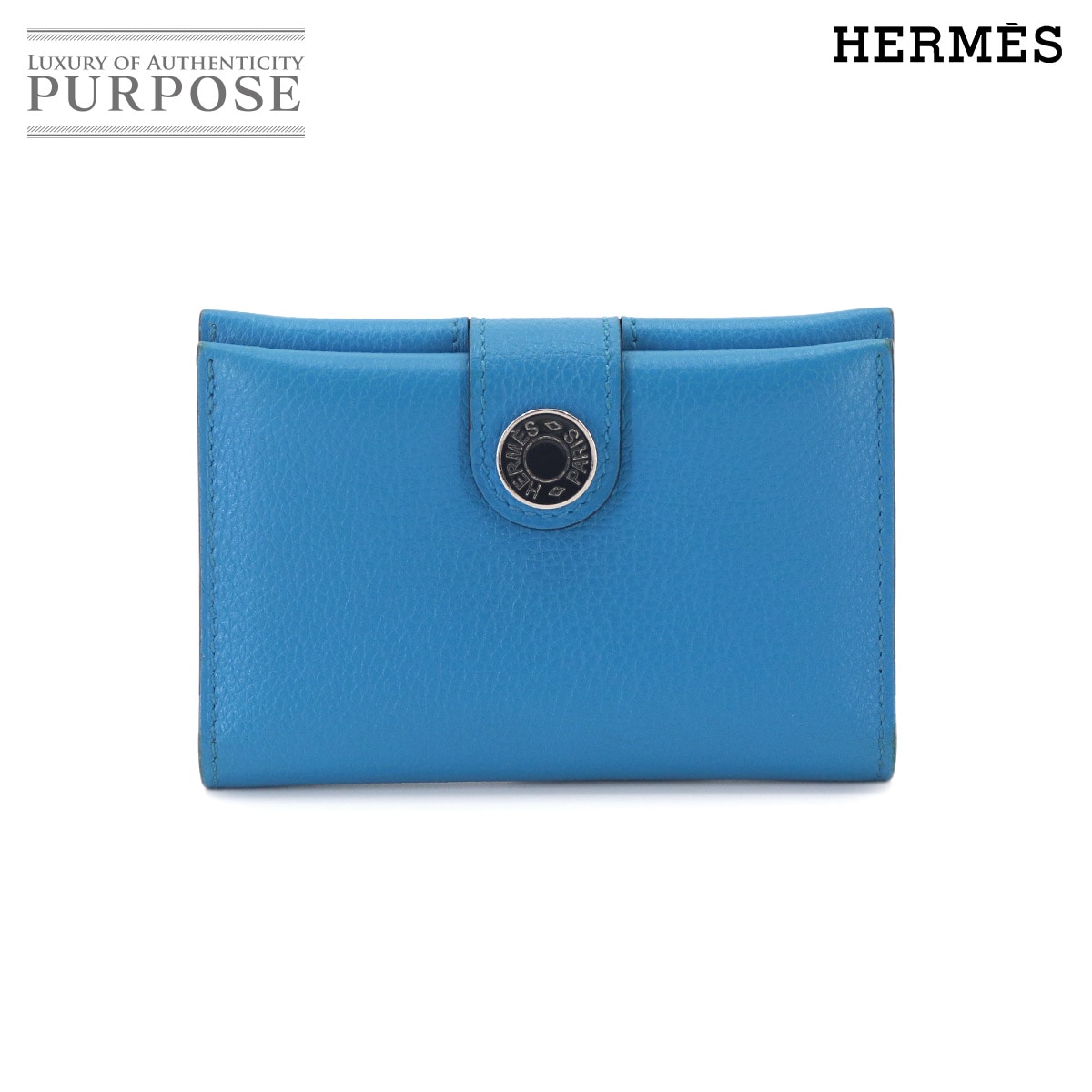 HERMES RMS カードケース エバーカラー ニューブルーイドラ キャバン K刻印 RMS Card Case エルメス 90332367