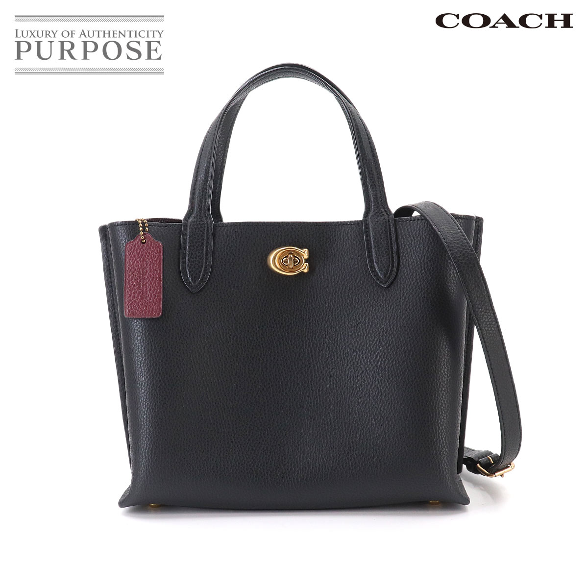 COACH ウィロウ トート 24 2way ショルダー バッグ レザー ブラック C8869 Willow Tote 24 Bag コーチ 90332393