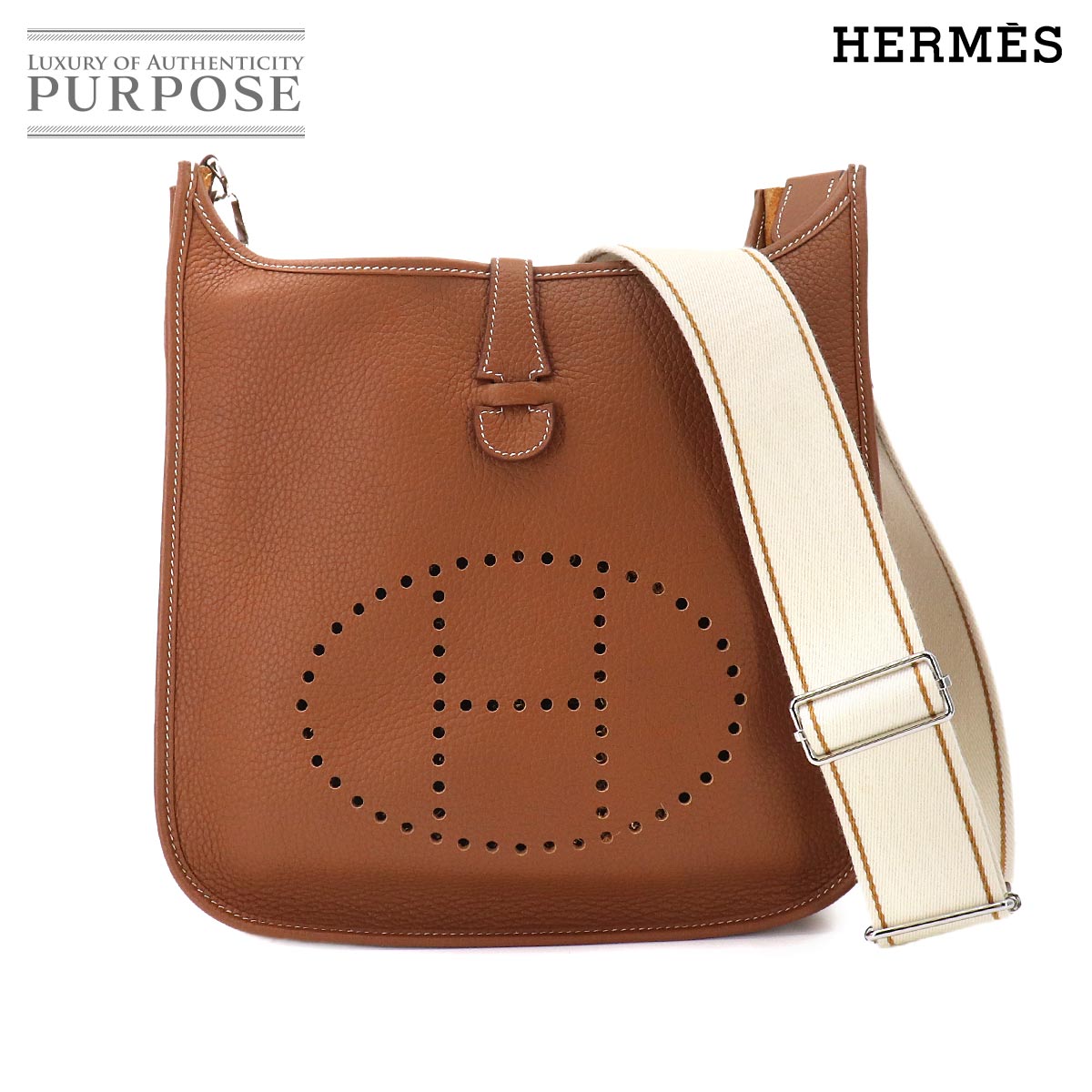 HERMES エブリン3 PM アマゾン ショルダー バッグ トリヨンクレマンス ゴールド U刻印 シルバー 金具 Evelyne 3 エルメス 90333319