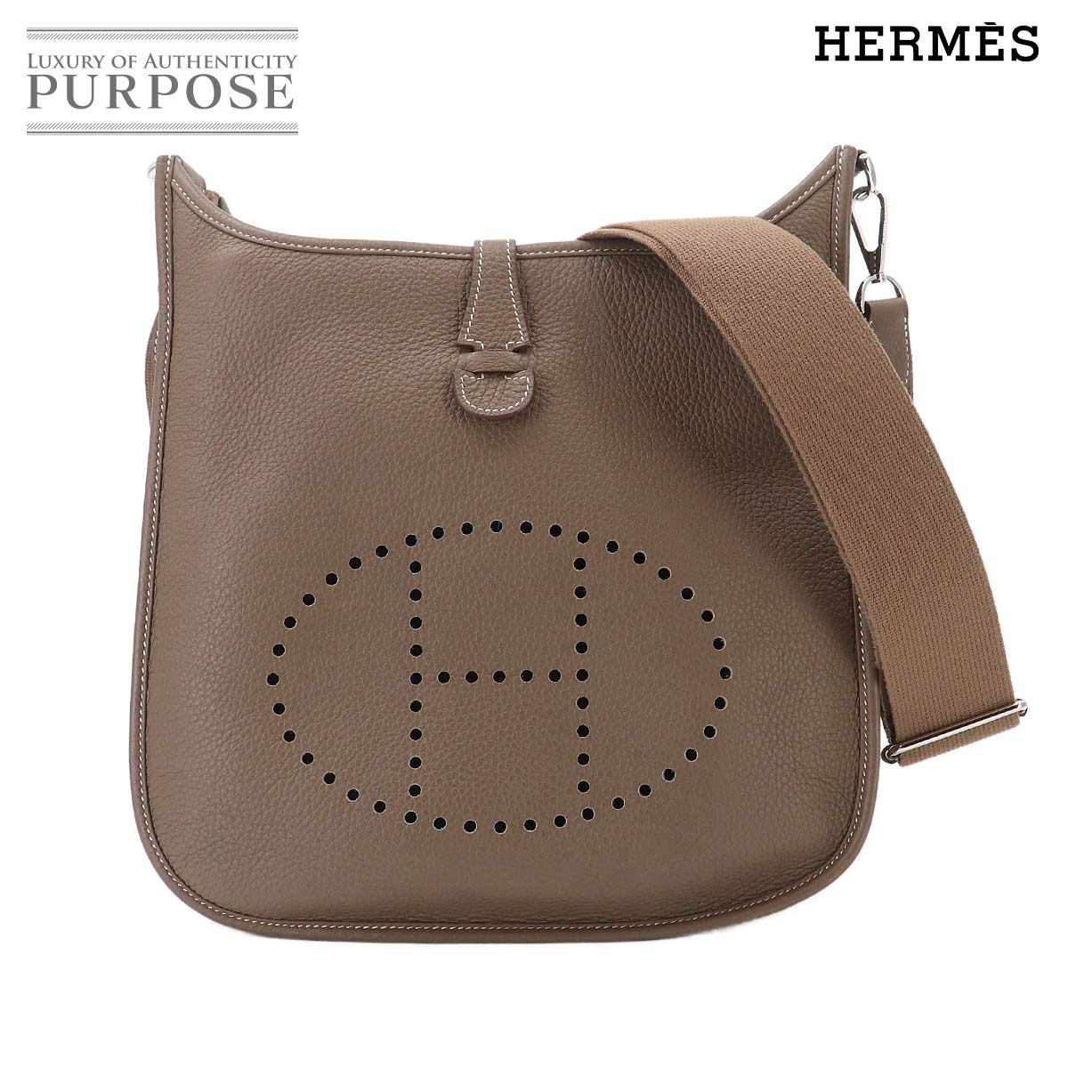 HERMES エブリン3 PM ショルダー バッグ トリヨンクレマンス エトゥープ Z刻印 シルバー 金具 Evelyne 3 エルメス 90333320