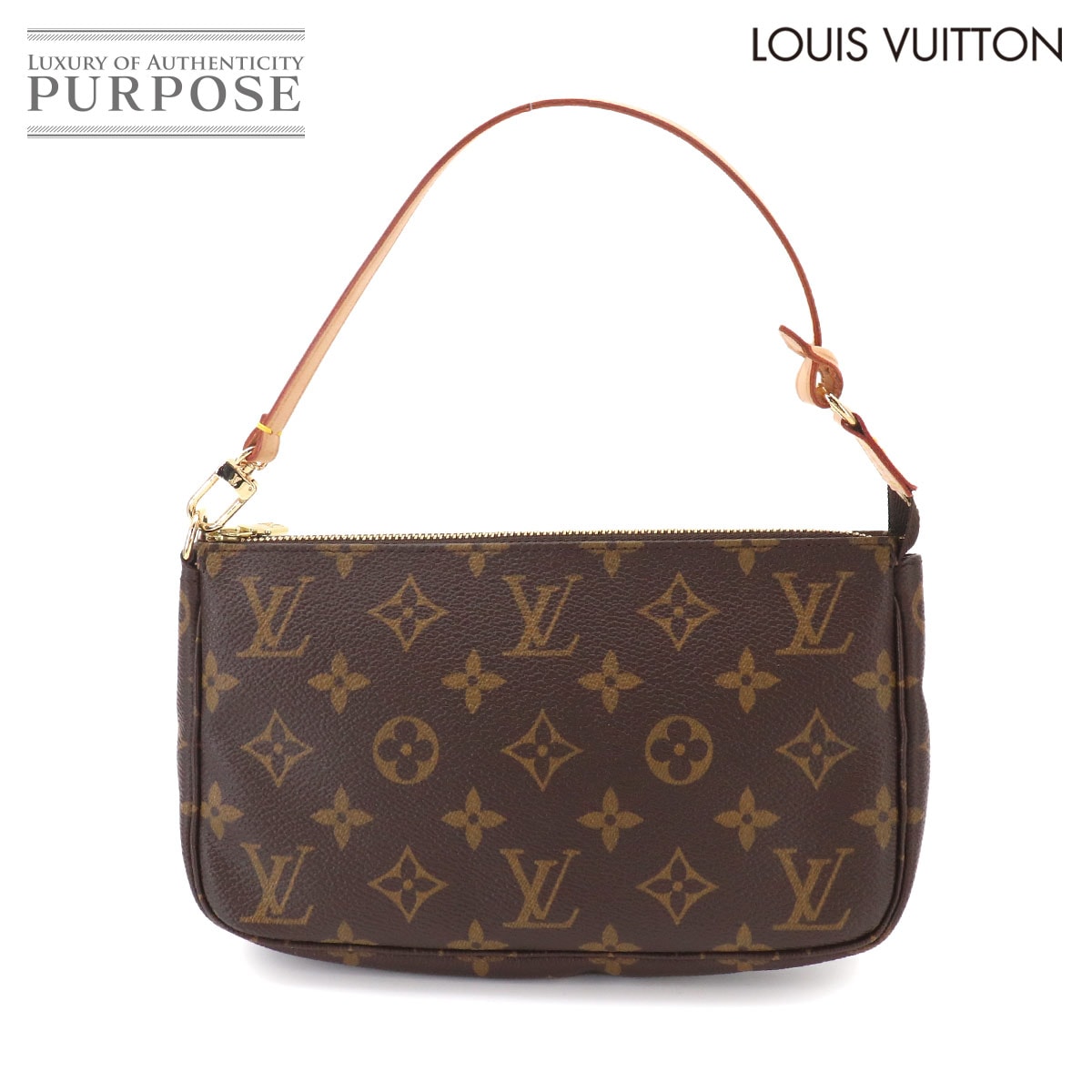 LOUIS VUITTON モノグラム ポシェット アクセソワール ハンド バッグ ブラウン M51980 ゴールド 金具 Pochette Accessoires ルイ ヴィトン 90333789