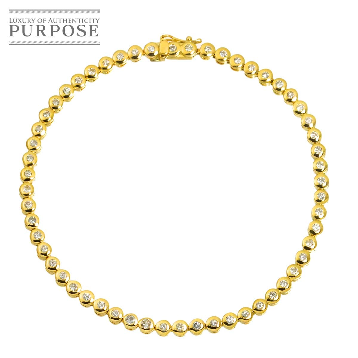 ダイヤ 1.52ct ブレスレット 19cm K18 YG イエローゴールド 750 Diamond Bracelet 90330725