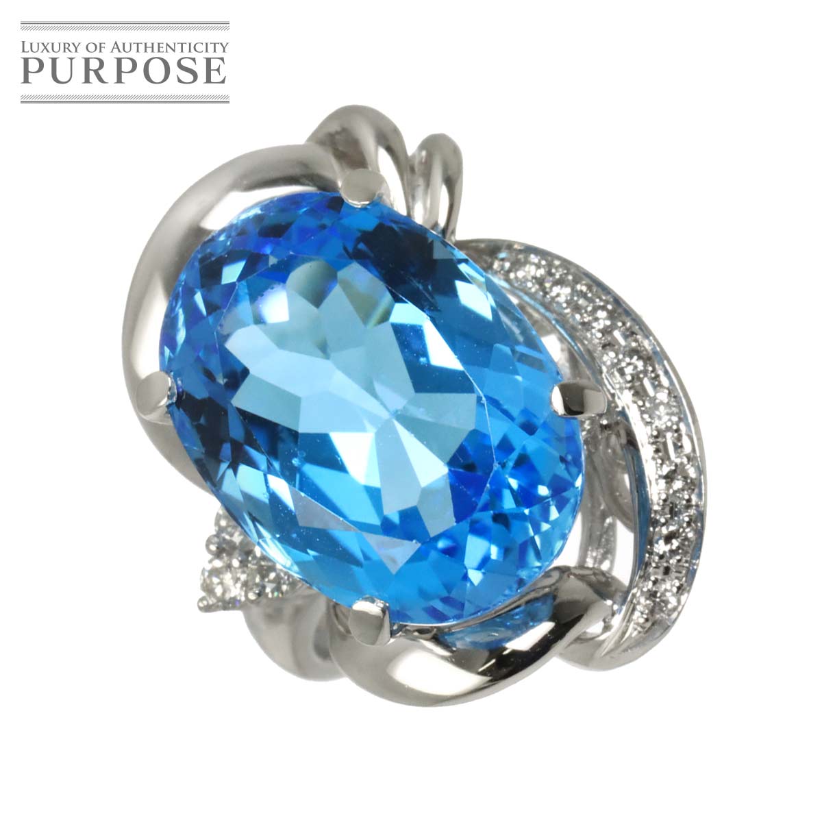 リング 10.5号 ブルートパーズ 17.92ct ダイヤ 0.26ct Pt プラチナ 指輪 Topaz Ring 90333489