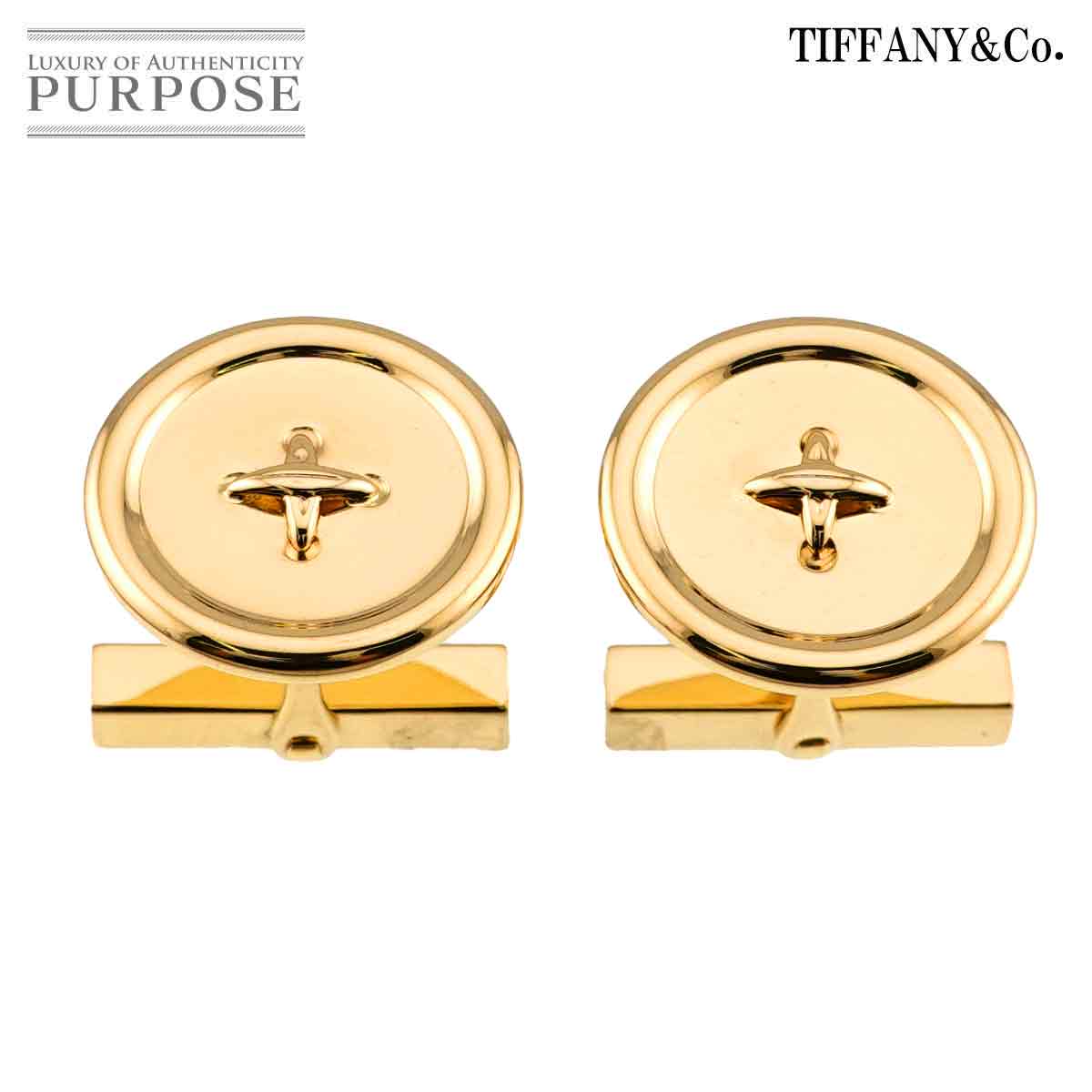 TIFFANY Co. カフス K14 YG イエローゴールド 585 ボタン cuff links ティファニー 90329880