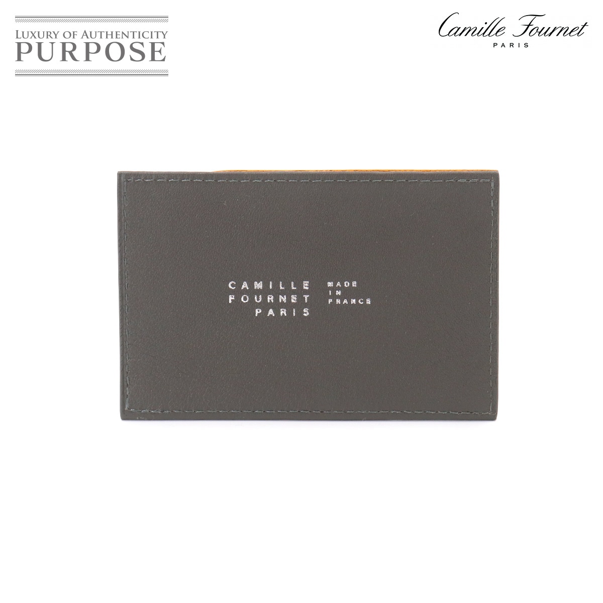 Camille Fournet カードケース レザー グレー ロゴ Card Case カミーユ フォルネ 90331328