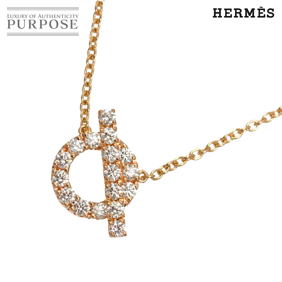 HERMES フィネス ダイヤ ネックレス 41cm K18 PG ピンクゴールド 750 Diamond Necklace エルメス 90319222