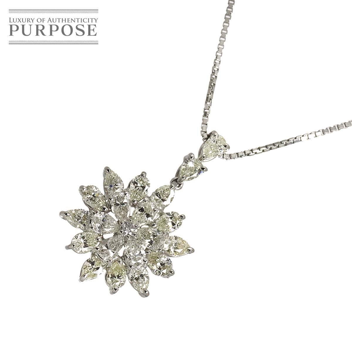 ダイヤ 3.05ct/0.06ct ネックレス 46cm Pt SV プラチナ Diamond Necklace 90333479