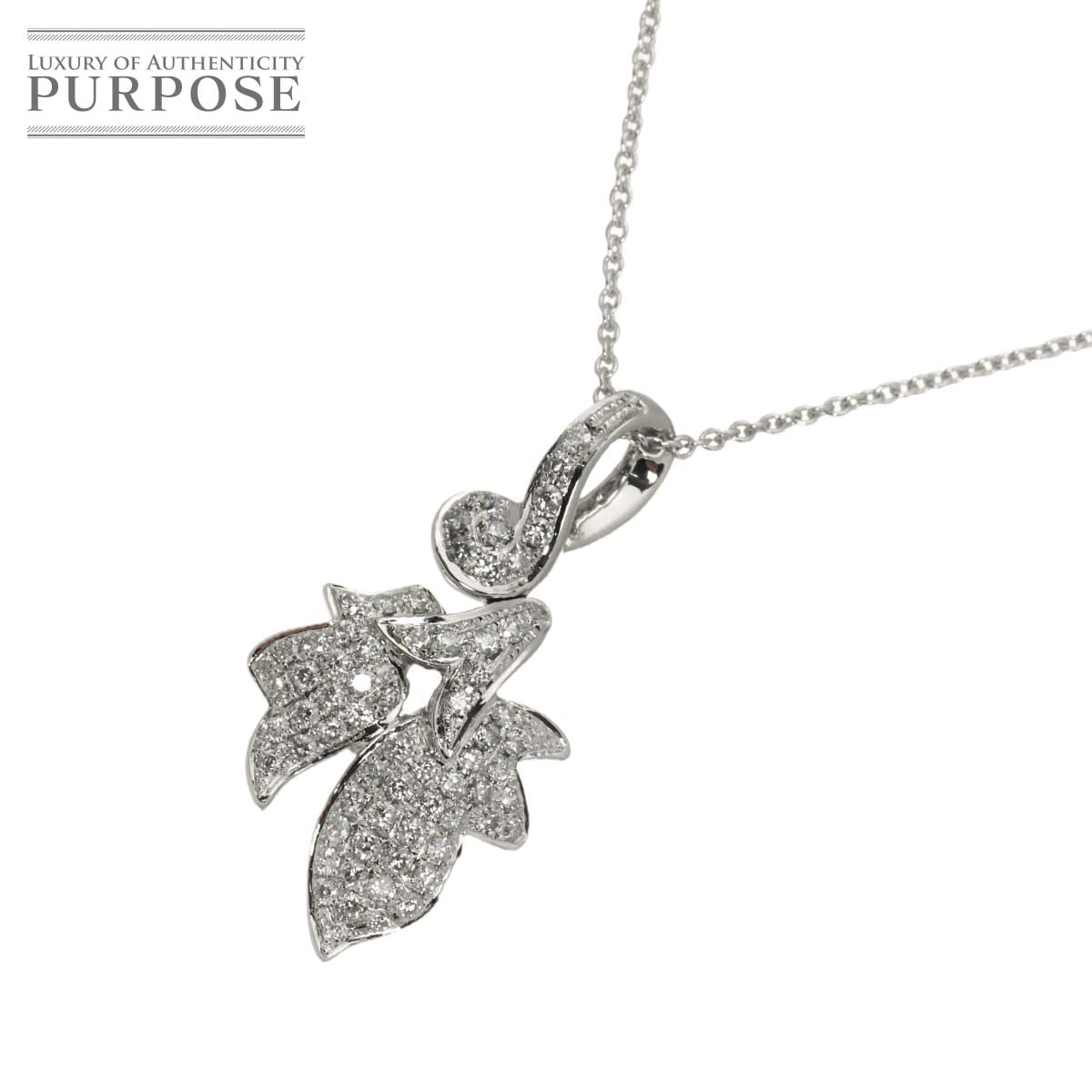 ダイヤ 0.50ct ネックレス 40cm K18 WG ホワイトゴールド 750 Diamond Necklace 90334479