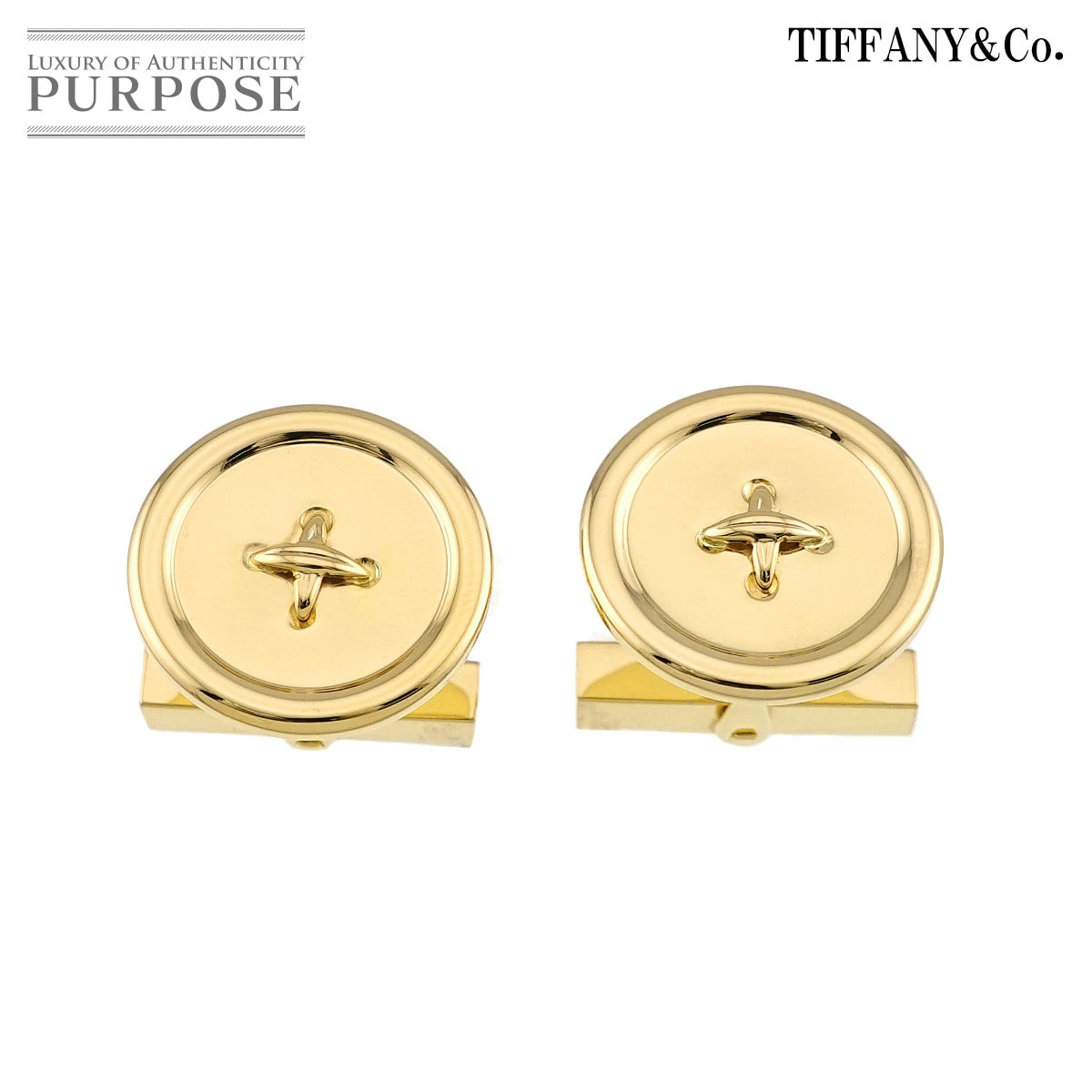 TIFFANY Co. カフス K14 YG イエローゴールド 585 ボタン cuff links ティファニー 90328601