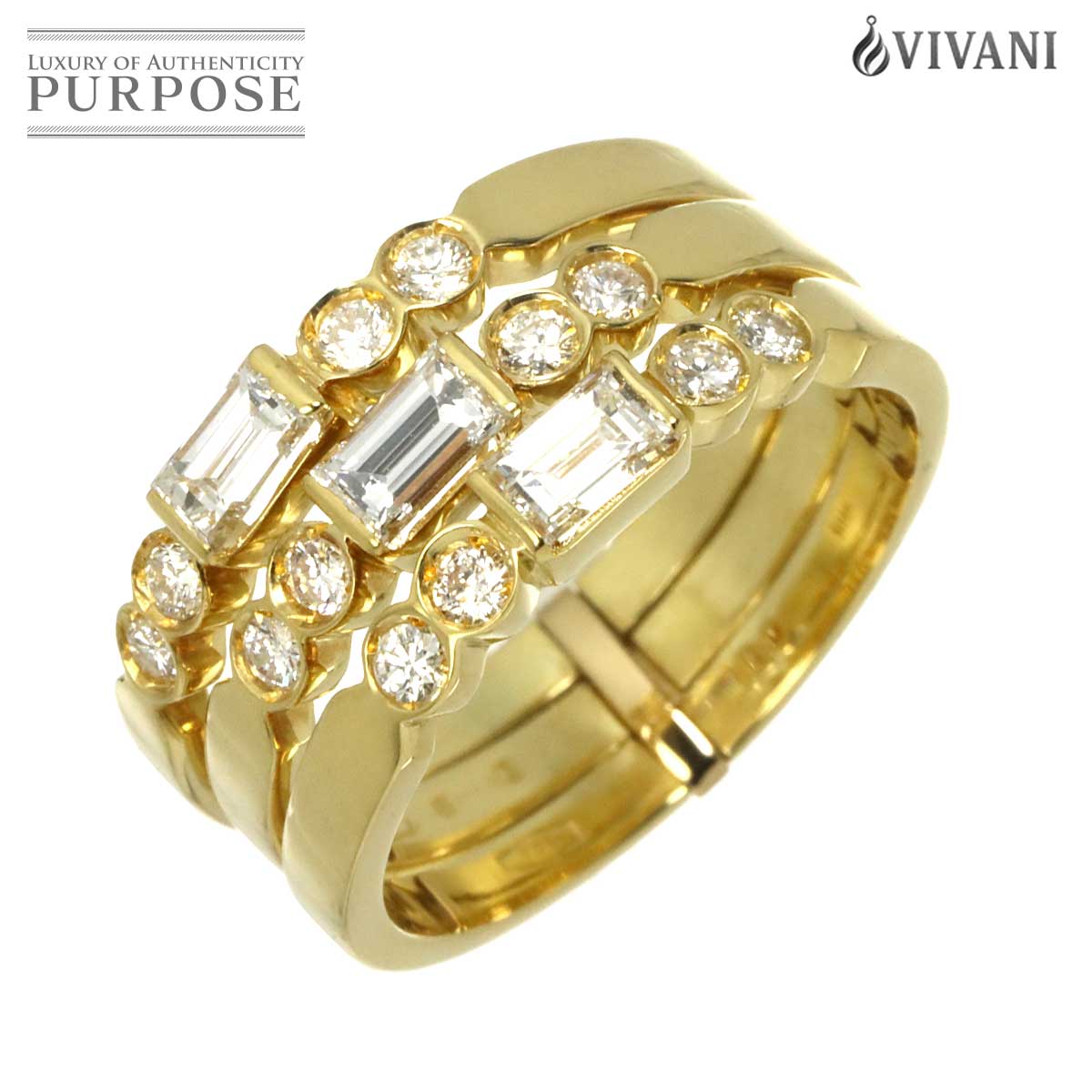 VIVANI 14号 ダイヤ リング K18 YG イエローゴールド 750 指輪 Diamond Ring 90329890