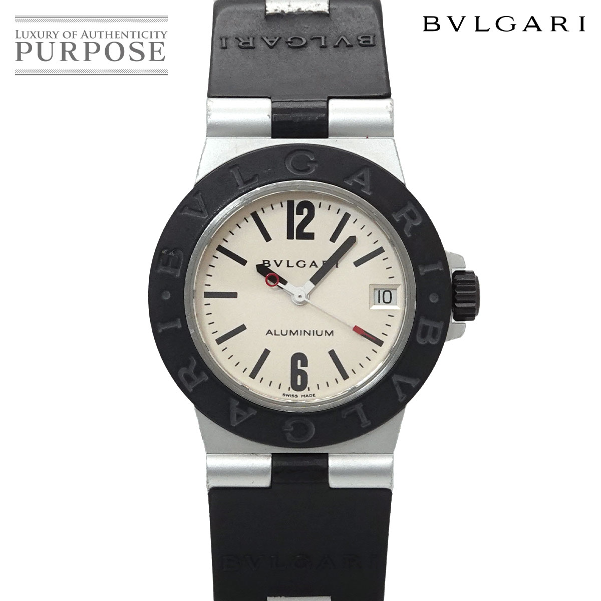 BVLGARI アルミニウム AL32A レディース 腕時計 デイト シルバー クォーツ ウォッチ Aluminum ブルガリ 90336087