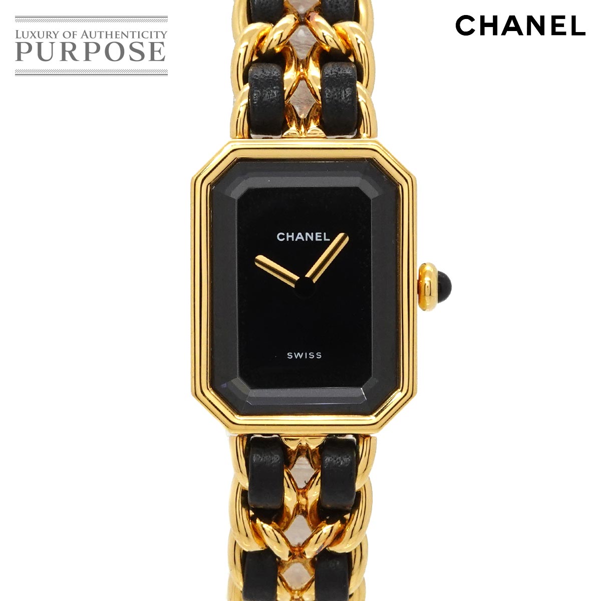 CHANEL プルミエール Lサイズ H0001 ヴィンテージ レディース 腕時計 ブラック ゴールド クォーツ ウォッチ Premiere シャネル 90336152