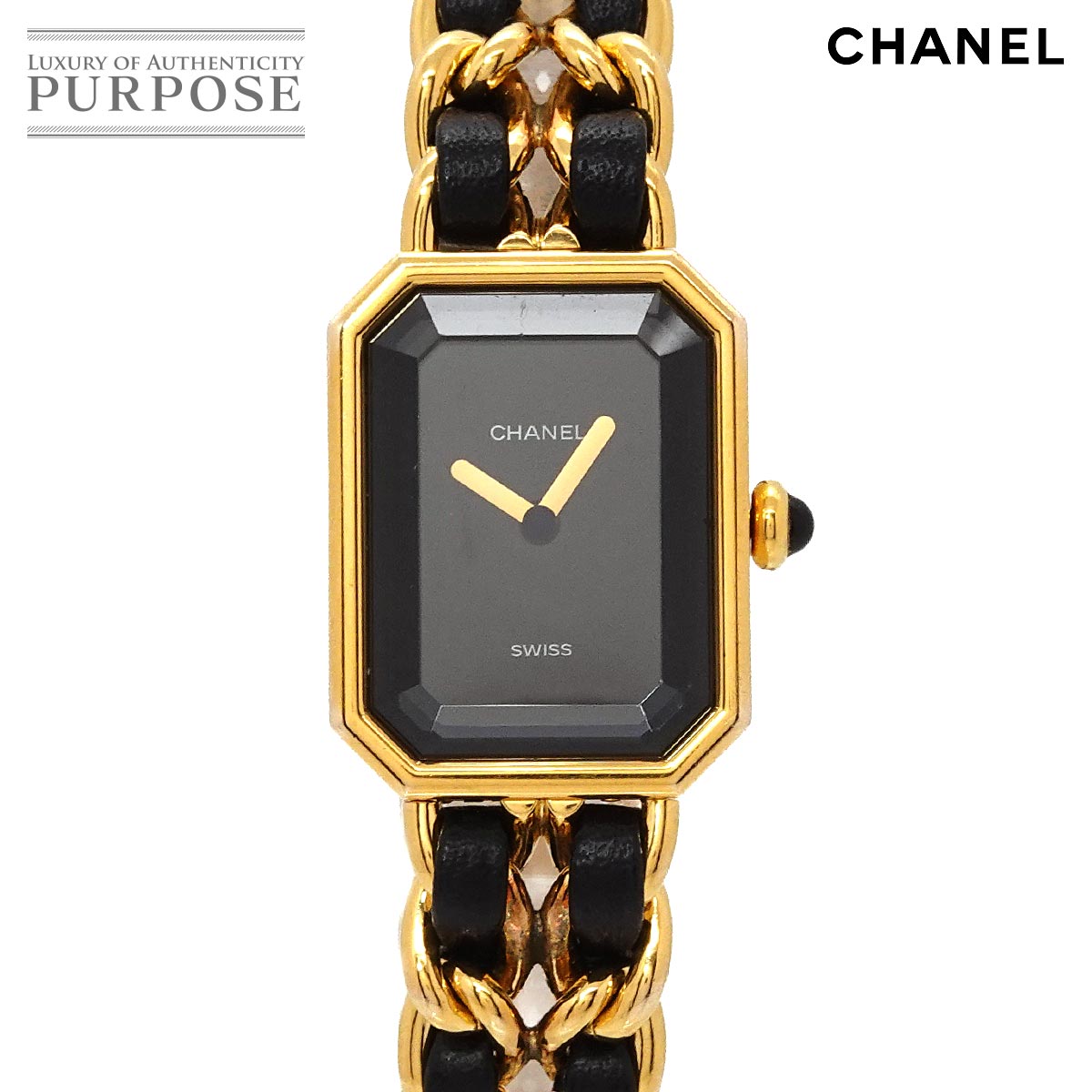 CHANEL プルミエール Lサイズ H0001 ヴィンテージ レディース 腕時計 ブラック ゴールド クォーツ ウォッチ Premiere シャネル 90336366