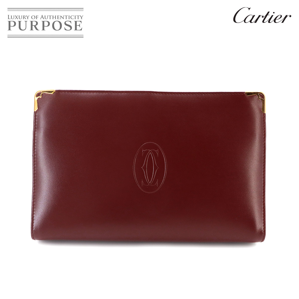 Cartier マストライン ショルダー バッグ レザー ボルドー ゴールド