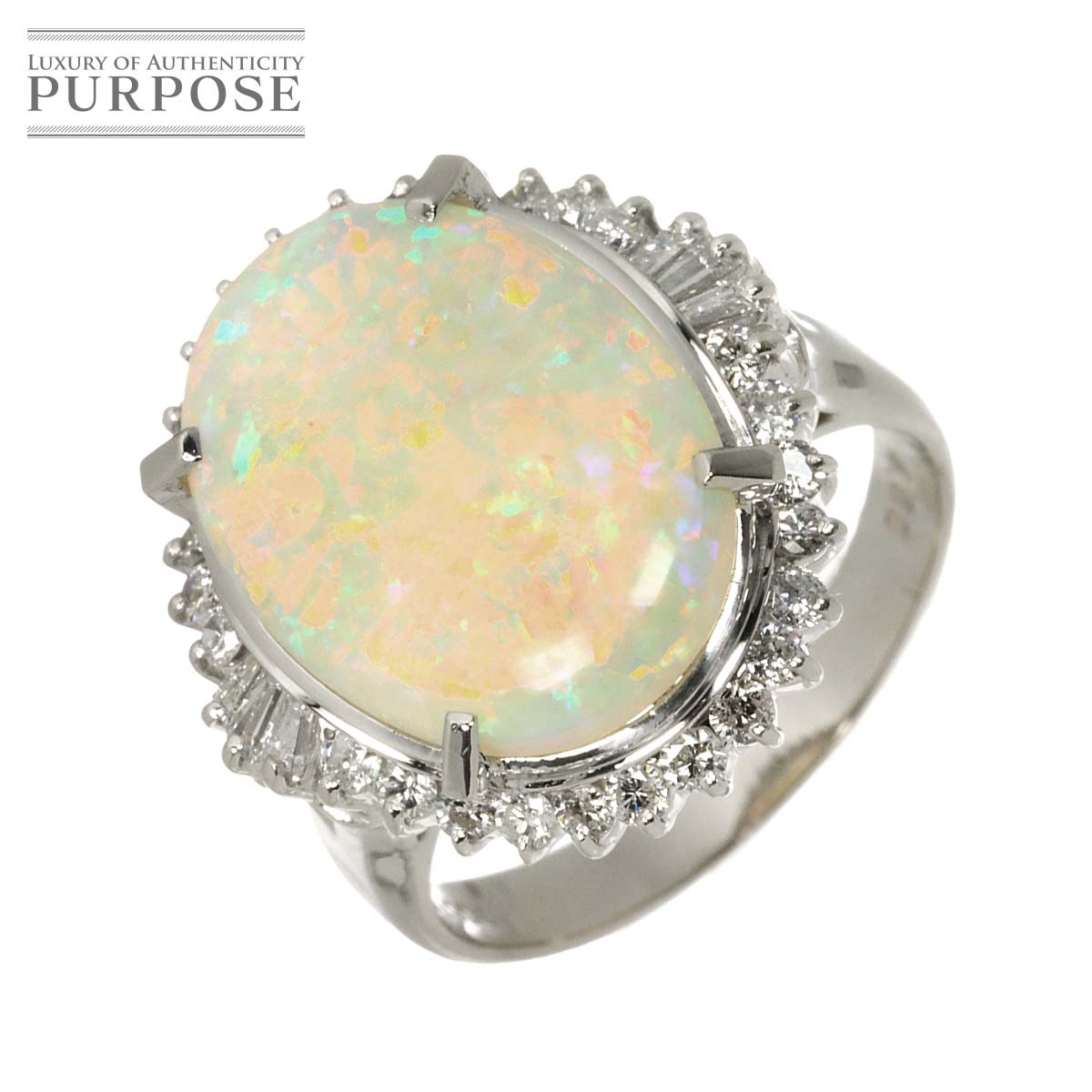 リング 18号 オパール 4.60ct ダイヤ 0.71ct Pt プラチナ 指輪 Opal Ring 90329725