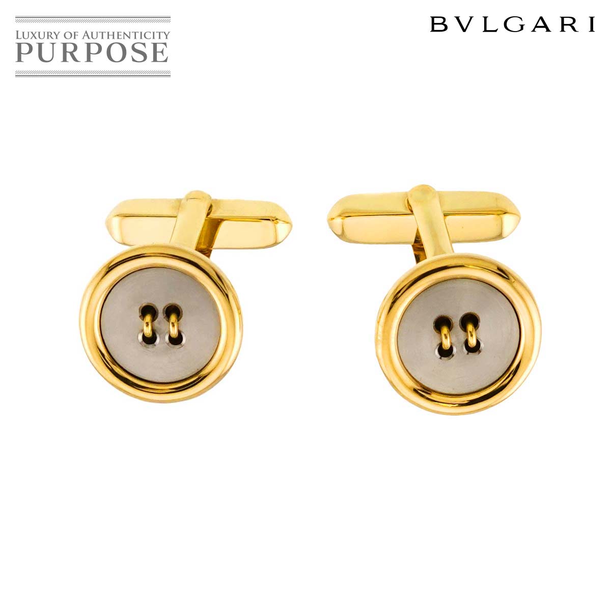 BVLGAI カフス K18 YG イエローゴールド 750 ボタン Cufflinks ブルガリ 90326522