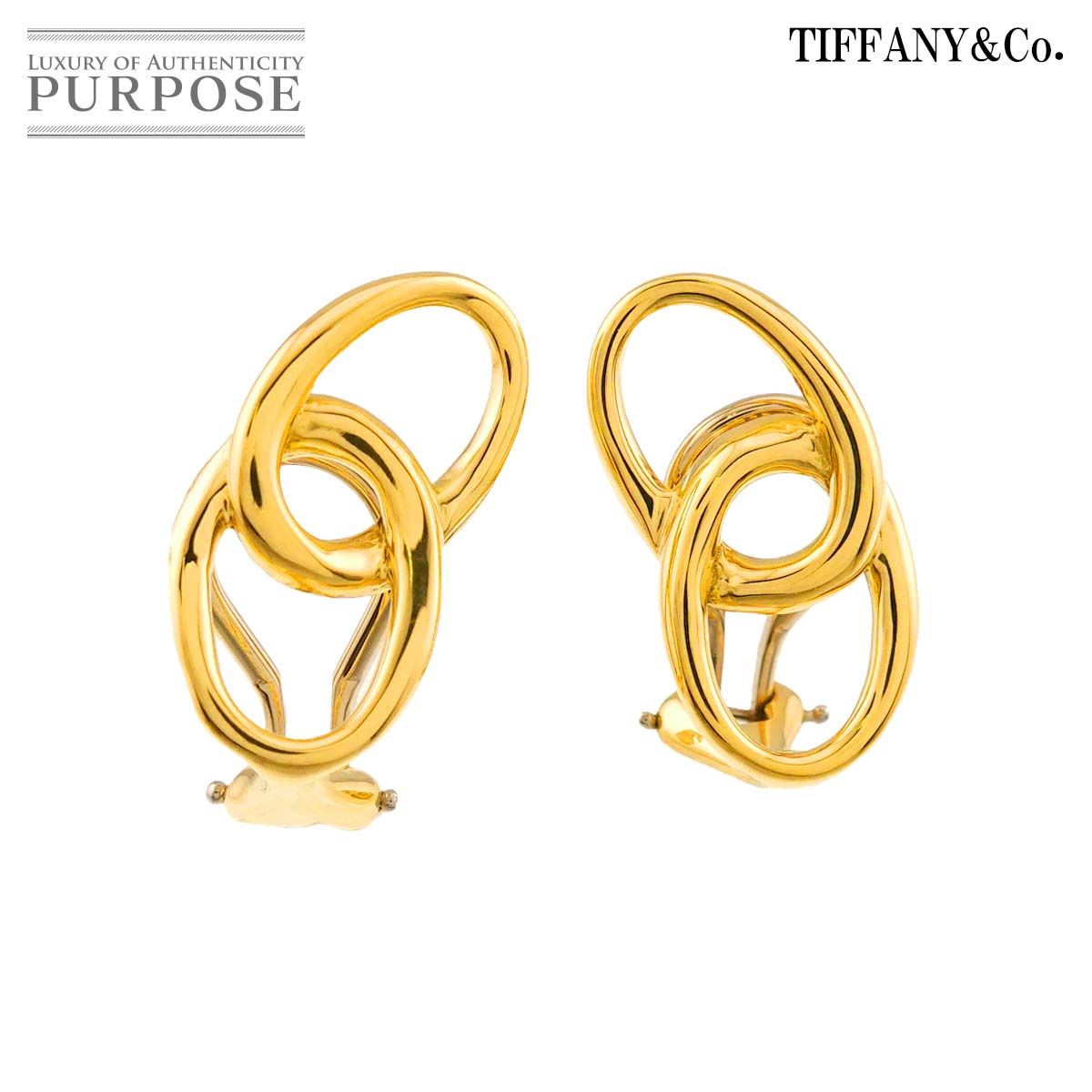 TIFFANY&Co. ダブルループ イヤリング K18 YG イエローゴールド 750 Earrings Clip-on ティファニー 90327442