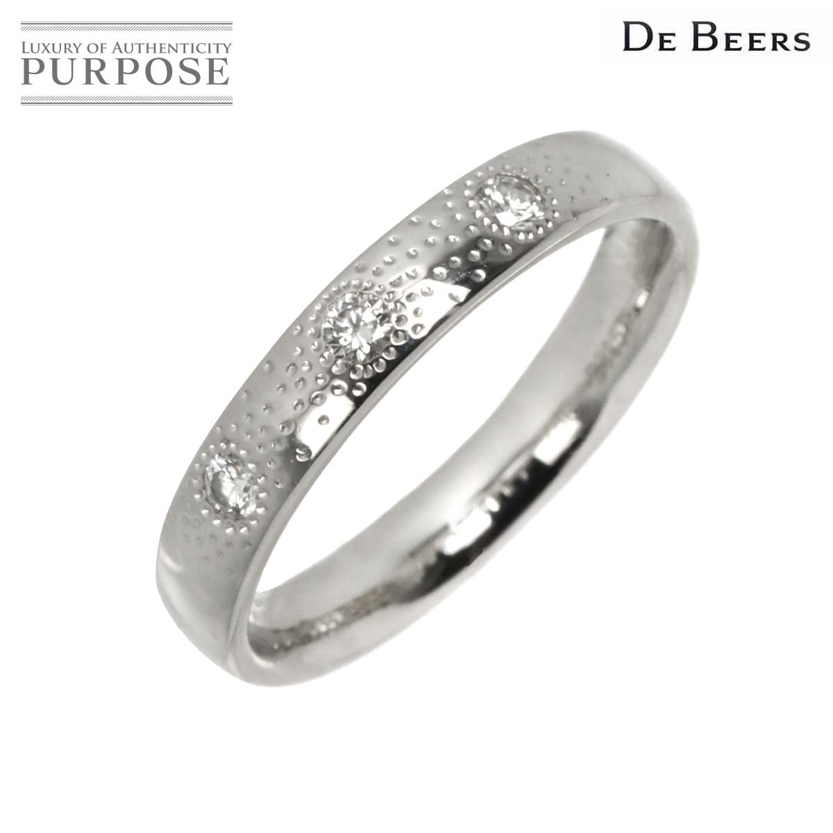 DE BEERS 13.5号 リング ダイヤ 0.12ct K18 WG ホワイトゴールド 750 指輪 Diamond Ring【証明書付き】デビアス 90328187